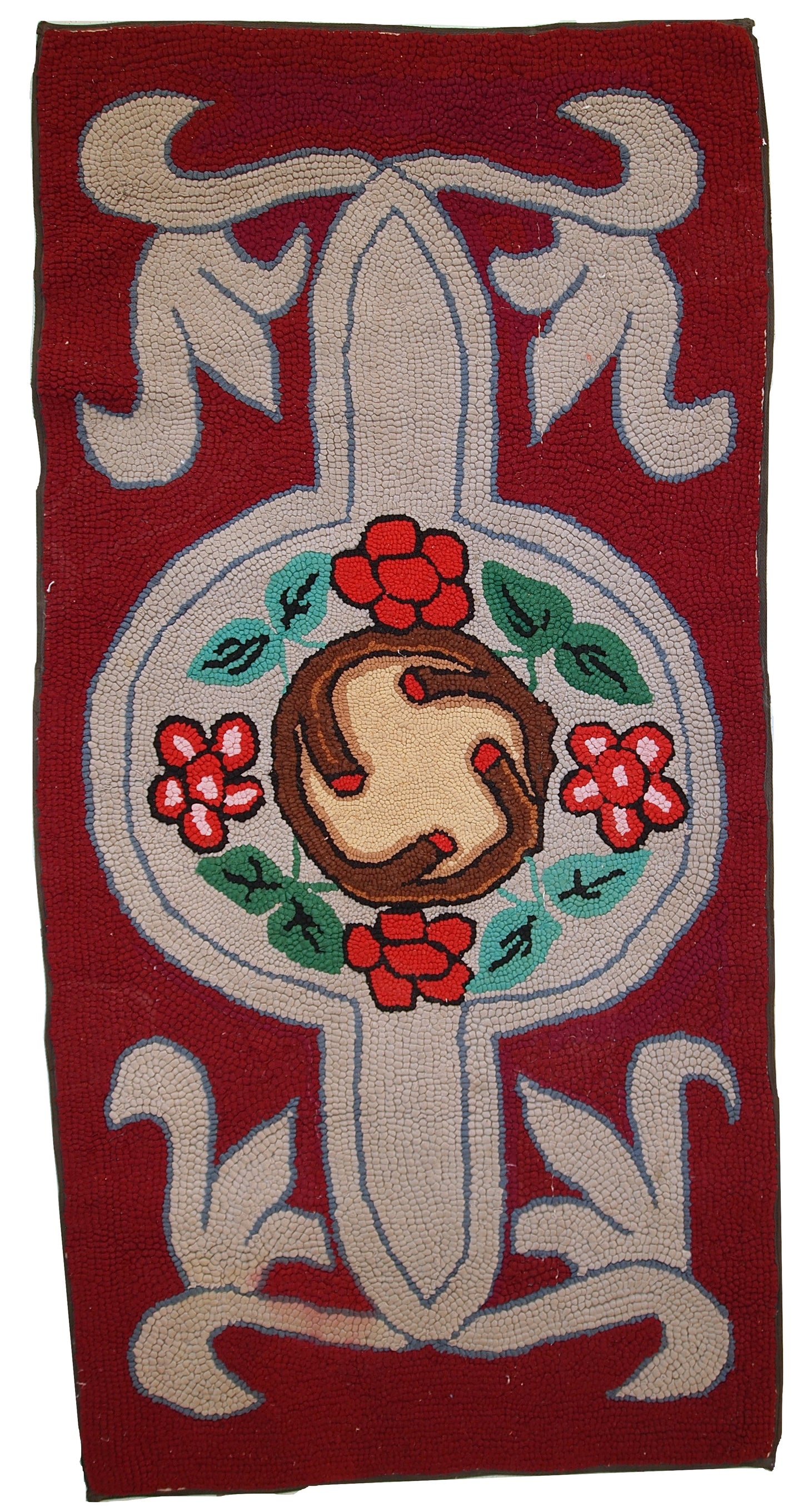 Handmade antique American Hooked rug 2,2' x 4,4' (67cm x 135cm) 1930s - 1C341 - One Royal Art