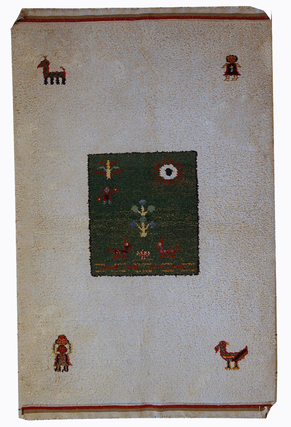 Handmade vintage Persian Gabbeh rug 4.6' x 7' (140cm x 215cm) 1960s - 1C344 - One Royal Art