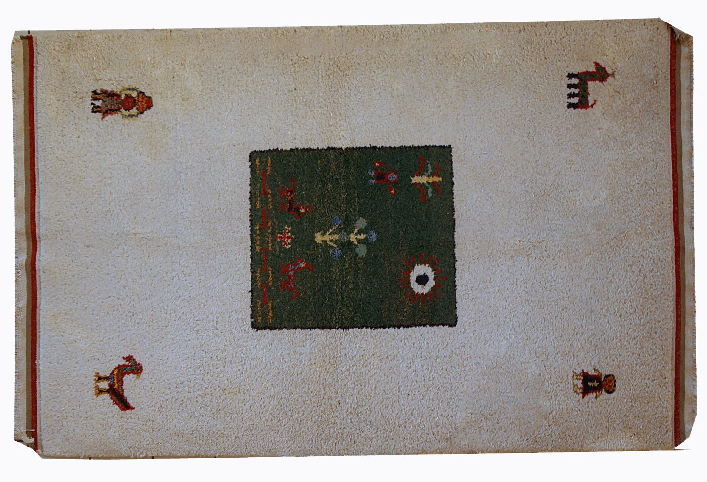 Handmade vintage Persian Gabbeh rug 4.6' x 7' (140cm x 215cm) 1960s - 1C344 - One Royal Art