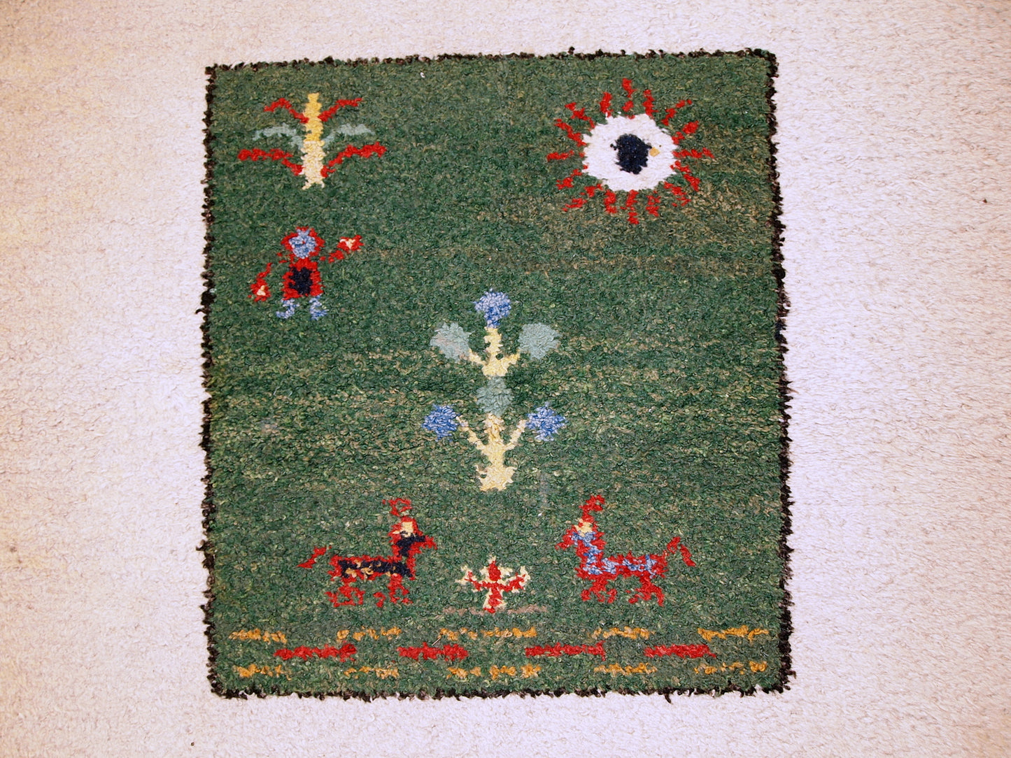 Handmade vintage Persian Gabbeh rug 4.6' x 7' (140cm x 215cm) 1960s - 1C344 - One Royal Art