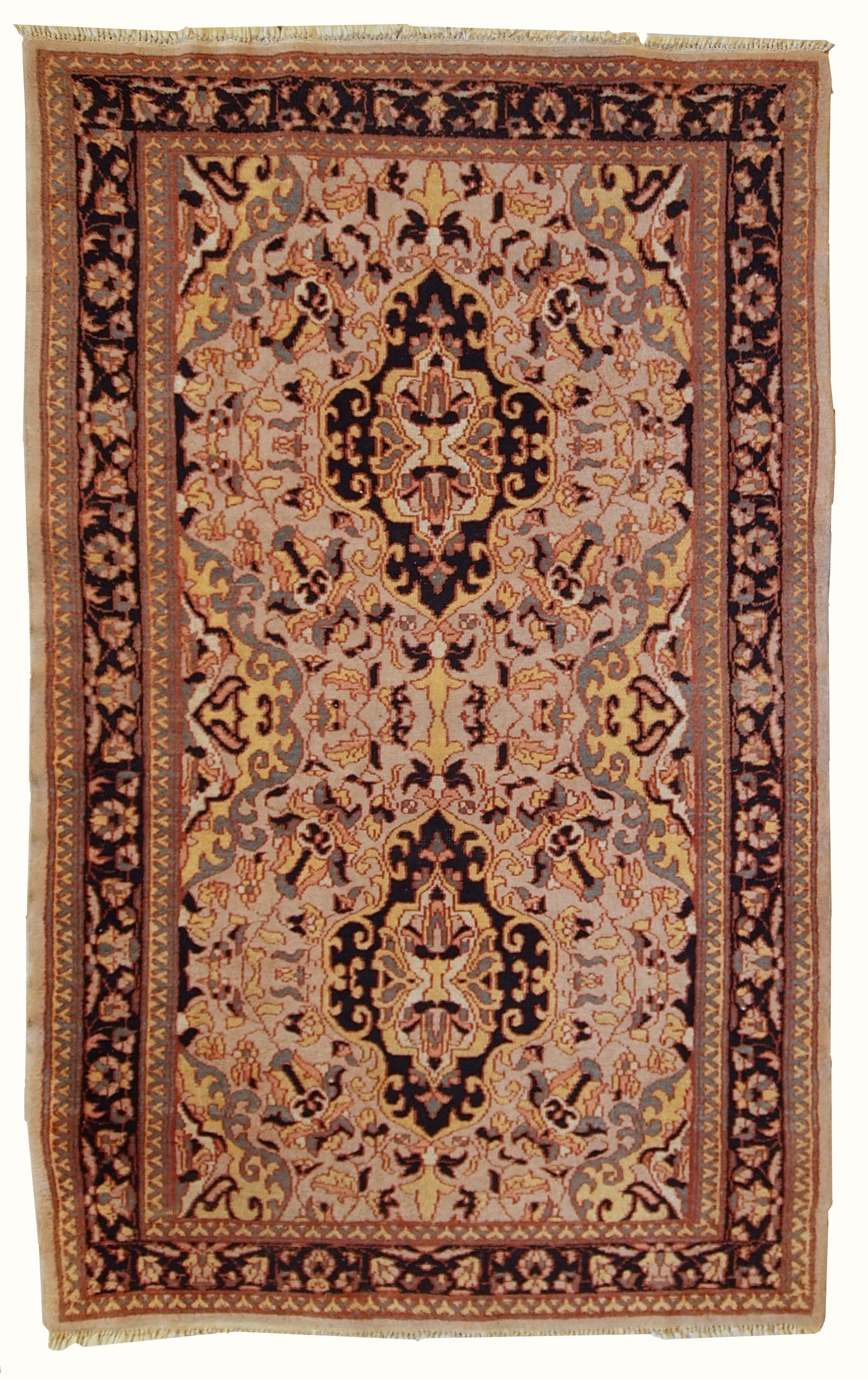 Handmade vintage Pakistani Lahore rug 3,1' x 5' (95cm x 154cm) 1970s - 1C350 - One Royal Art