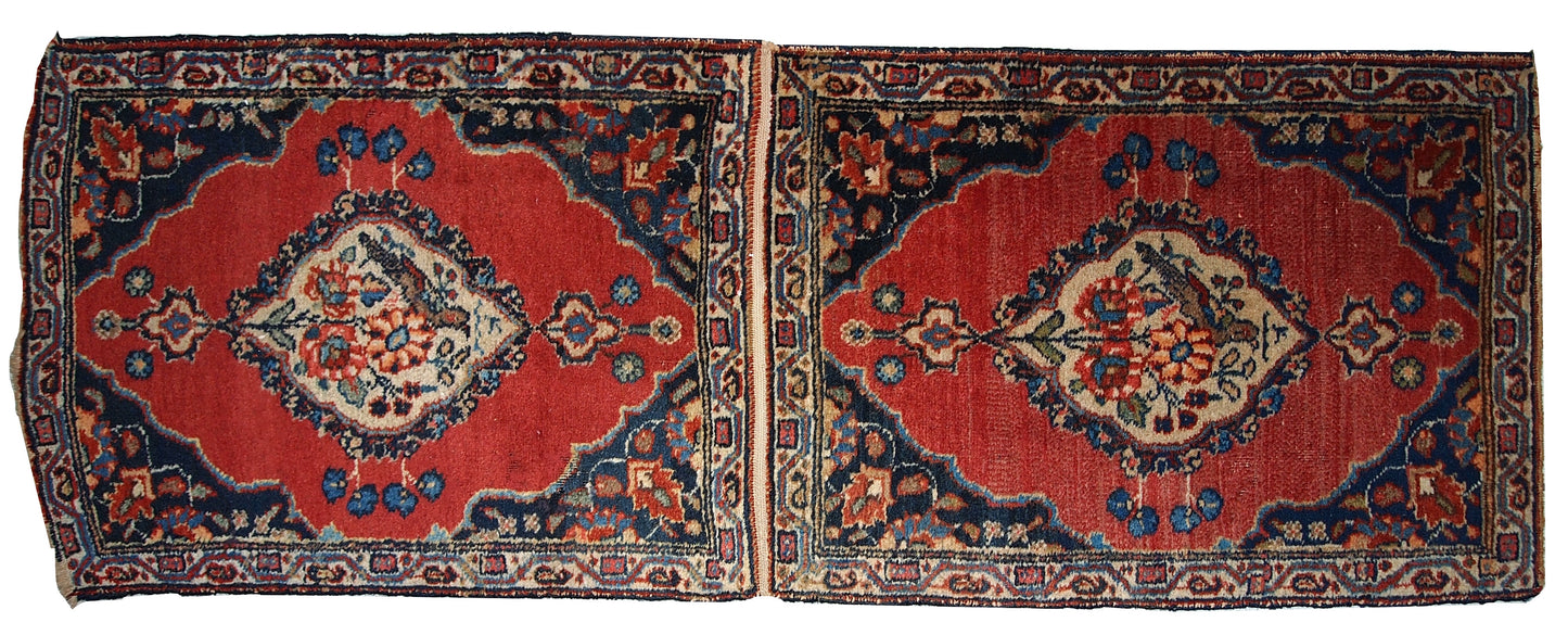 Handmade antique collectible Persian Tabriz double mat rug, 1910s