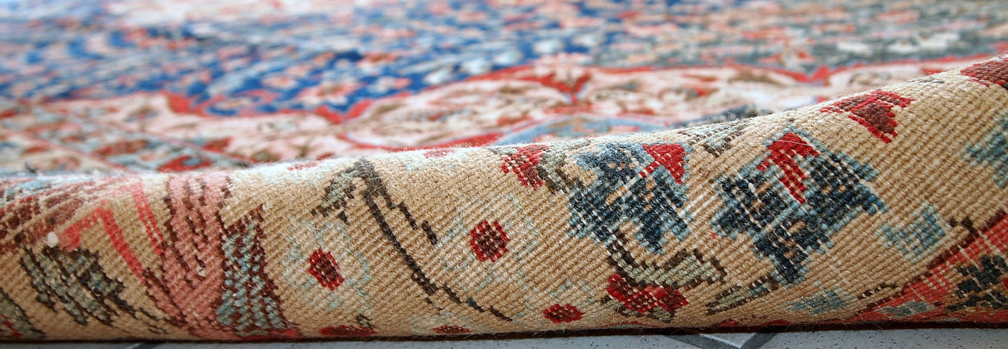 Antique Tabriz rug in original good condition. This beautiful masterpiece made in the beginning of 20th century in navy blue and pink shades.