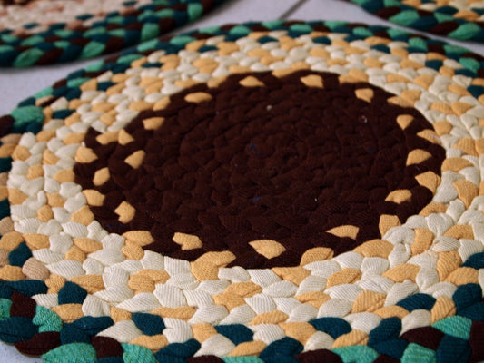 Handmade antique American Braided sit covers rugs, 1940s