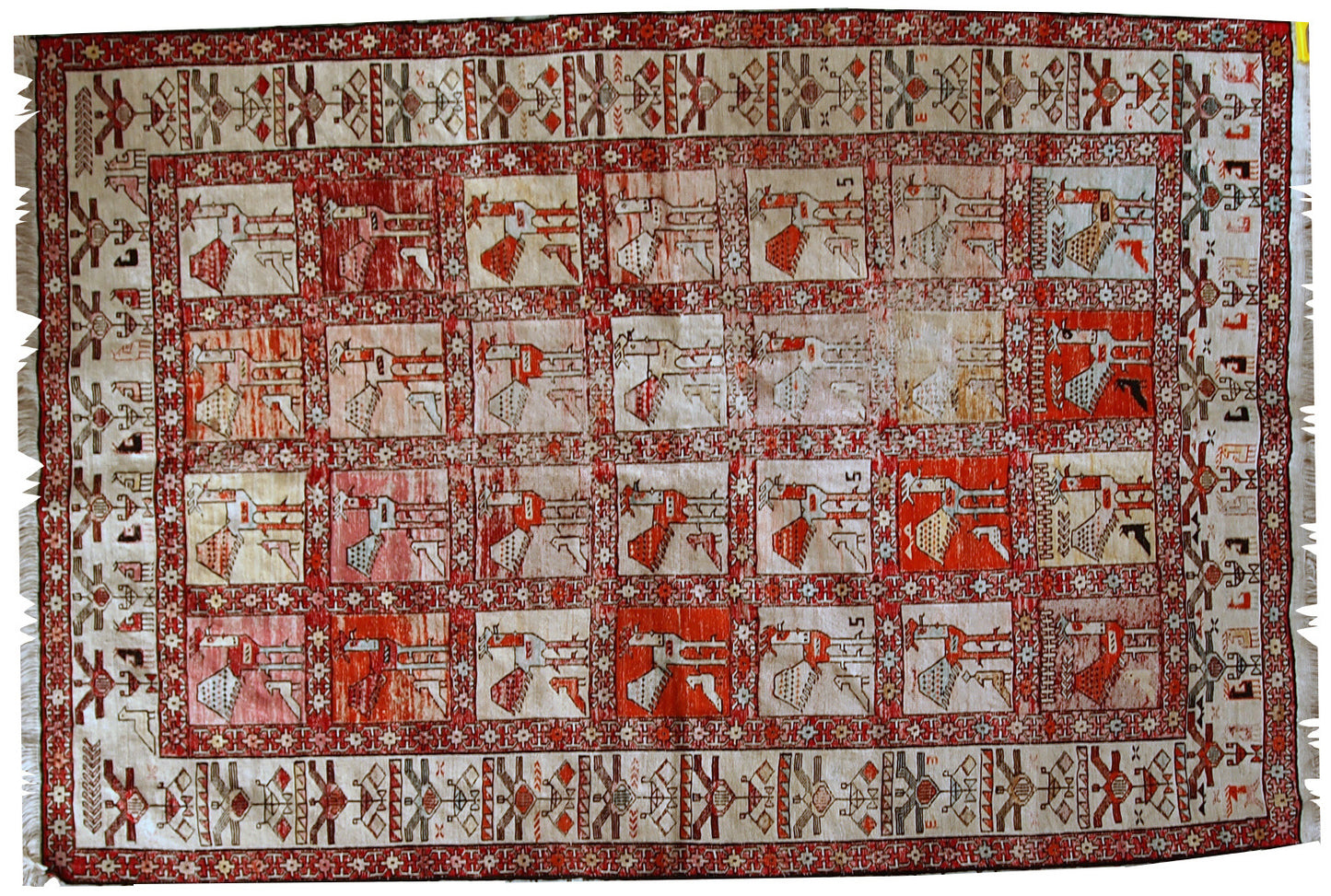 Handmade vintage Persian Sumak silk kilim, 1960s