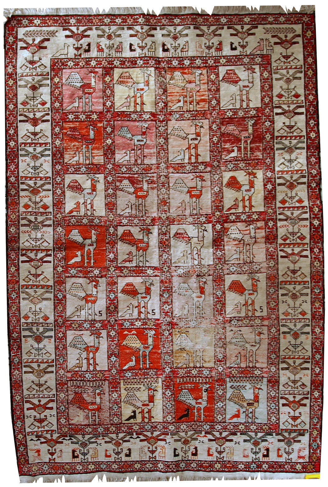 Handmade vintage Persian Sumak silk kilim, 1960s