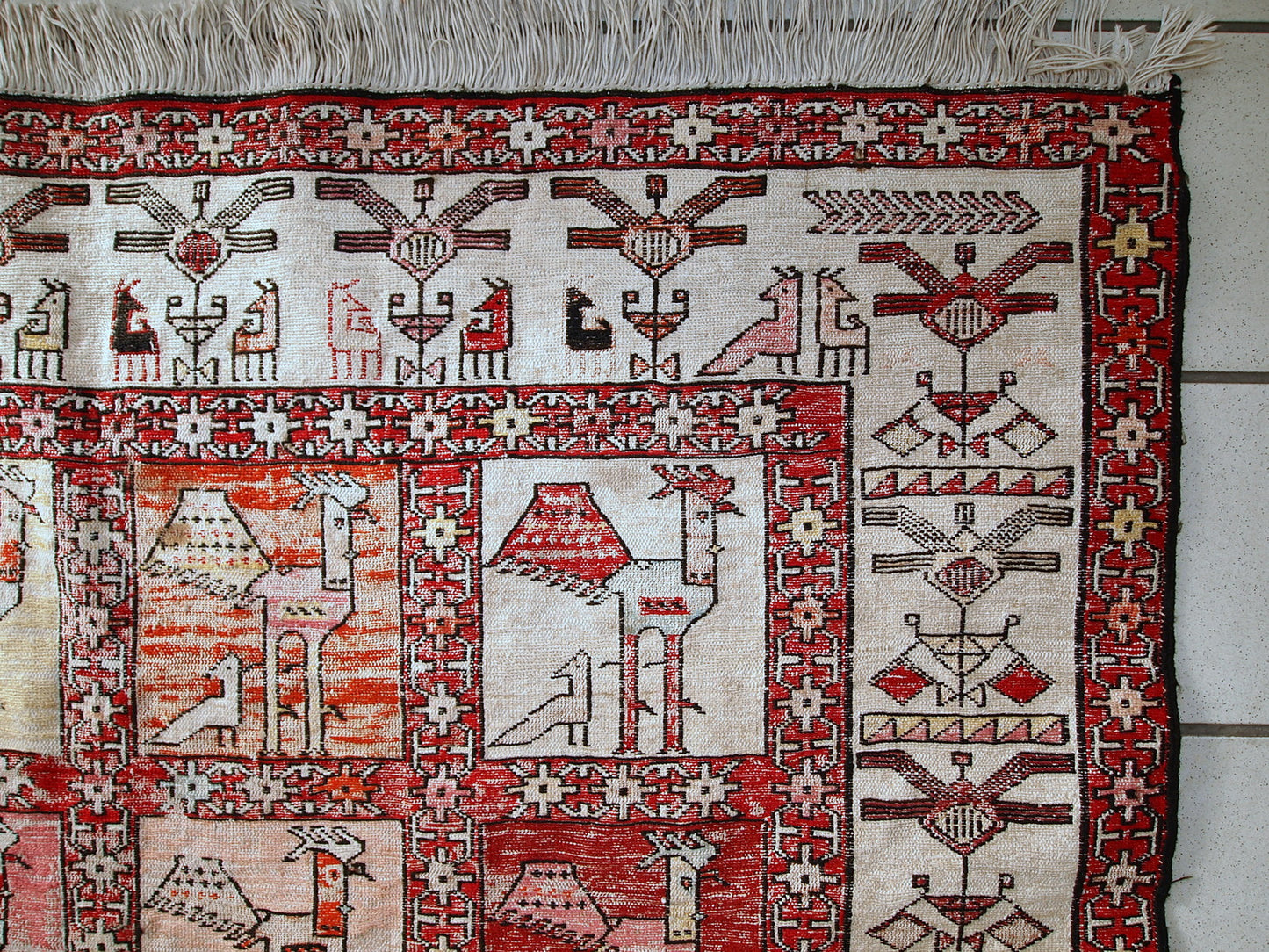 Handmade vintage Persian Sumak silk kilim 4.1' x 6' (125cm x 183cm) 1960s - 1C483