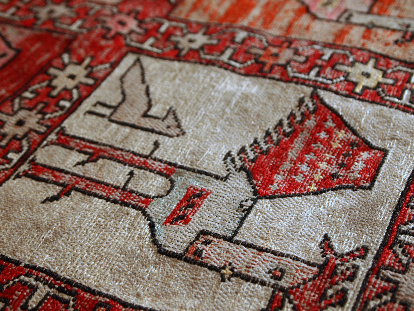 Handmade vintage Persian Sumak silk kilim, 1960s