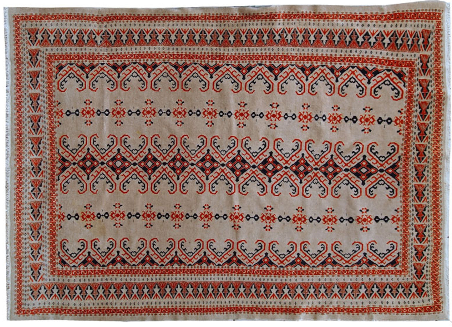 This vintage Uzbek Bukhara rug made in original good condition from the middle of 20th century. The rug is thin, fine made.