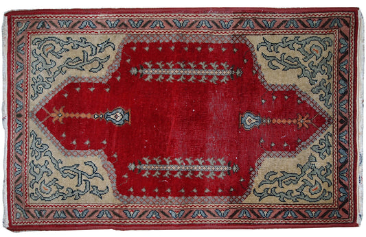 Handmade antique Turkish Konya rug, 1920s