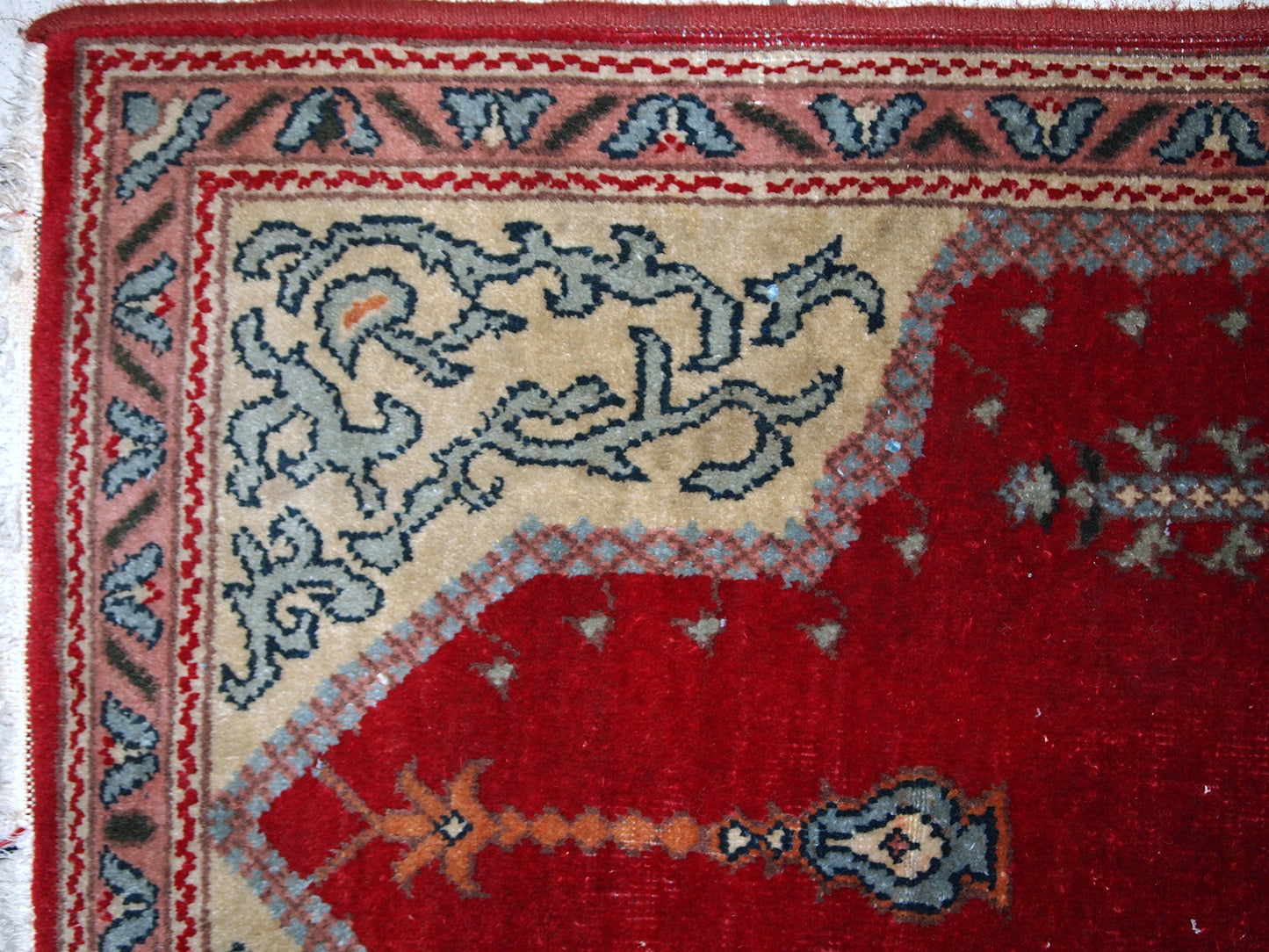 Tapis turc Konya antique fait main 89cm x 107cm (2'9" x 3'5") années 1920 - 1C500