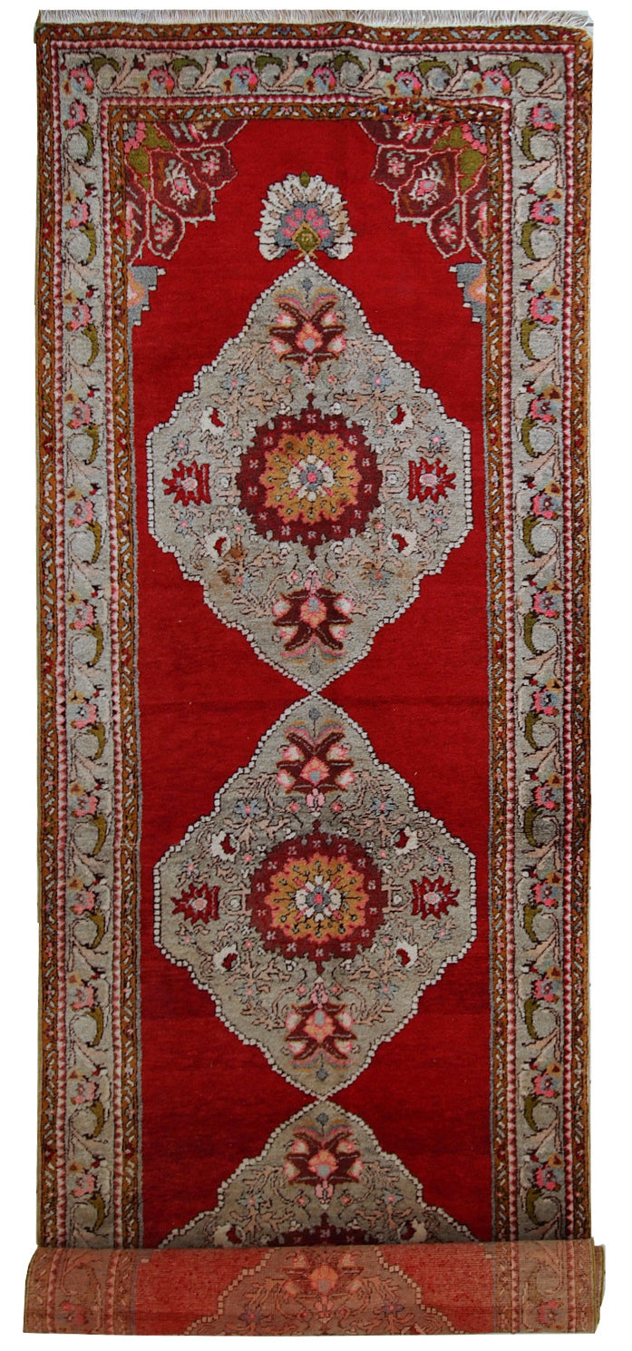 Handmade vintage Turkish Oushak runner, 1940s
