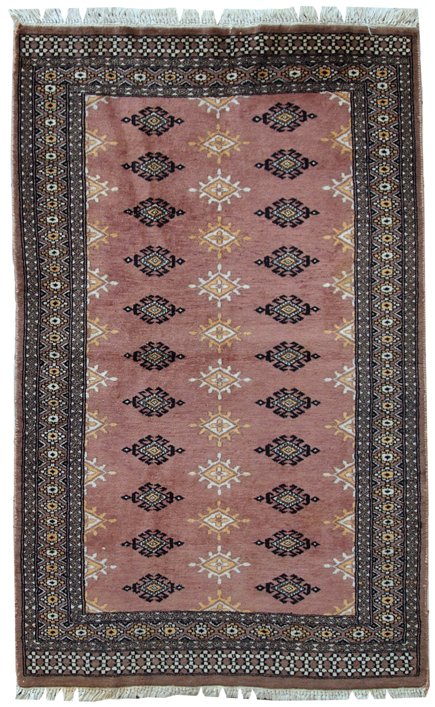 Handmade vintage Uzbek Bukhara rug, 1960s