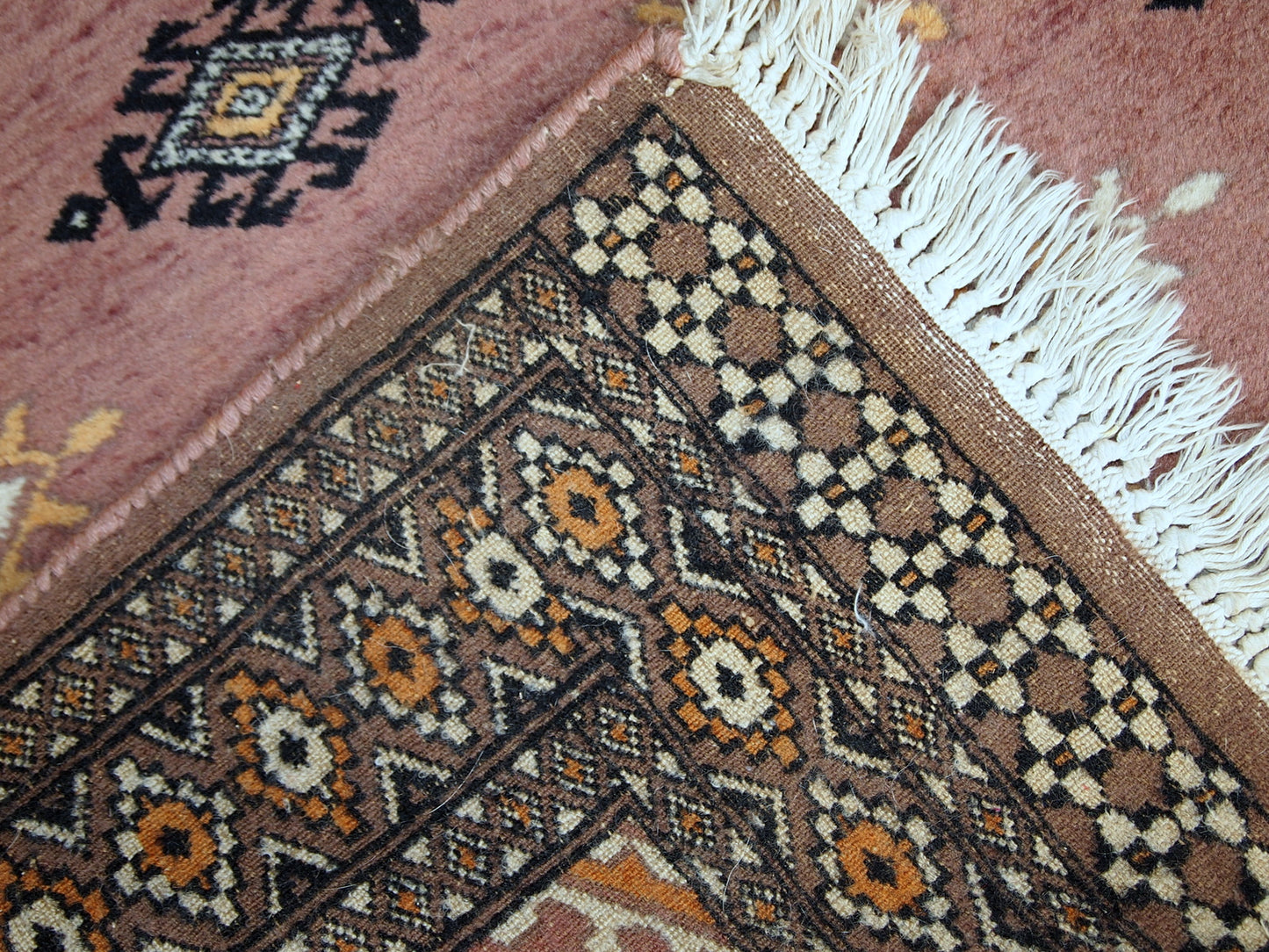 Handmade vintage Uzbek Bukhara rug, 1960s