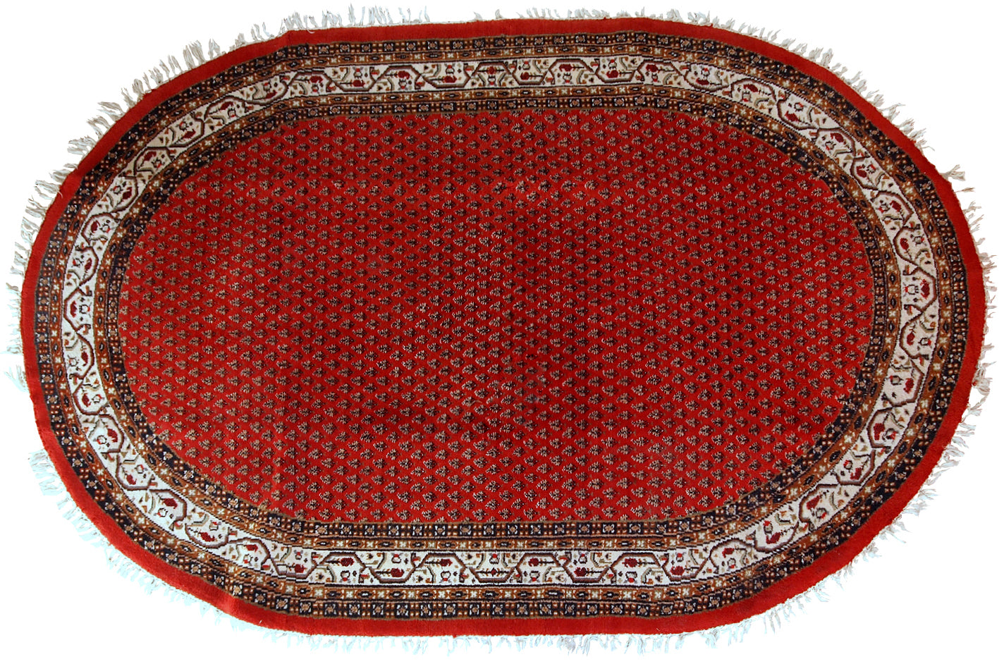 Tapis Indo-Seraband vintage fait main 6'5" x 9'8" (198 cm x 298 cm) années 1980 - 1C576