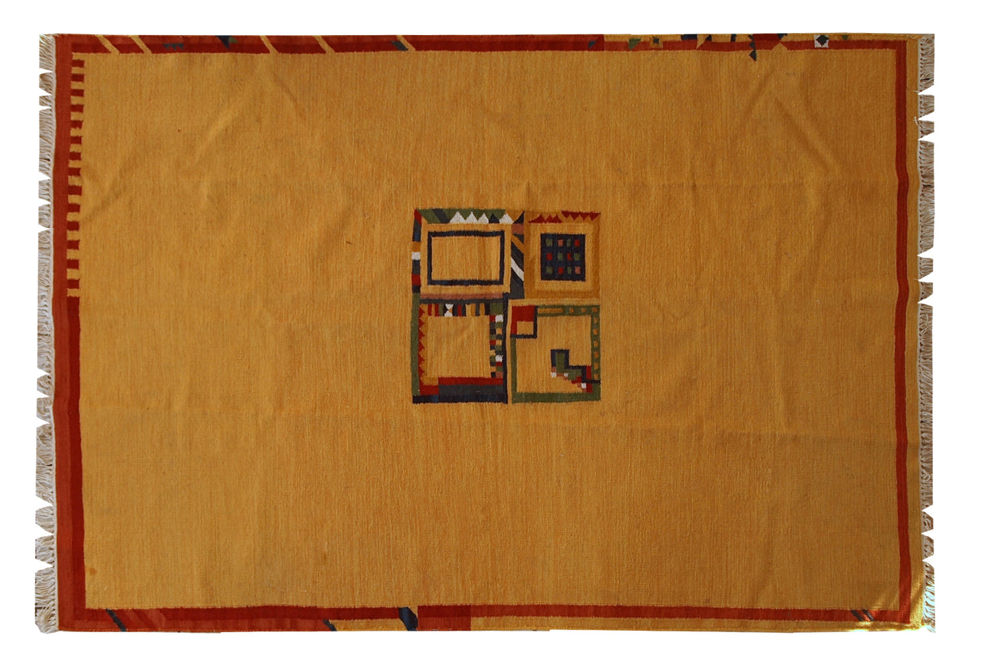 Handmade vintage Persian Gabbeh kilim 6.4' x 8.2' (196cm x 250cm) 1970s - 1C582