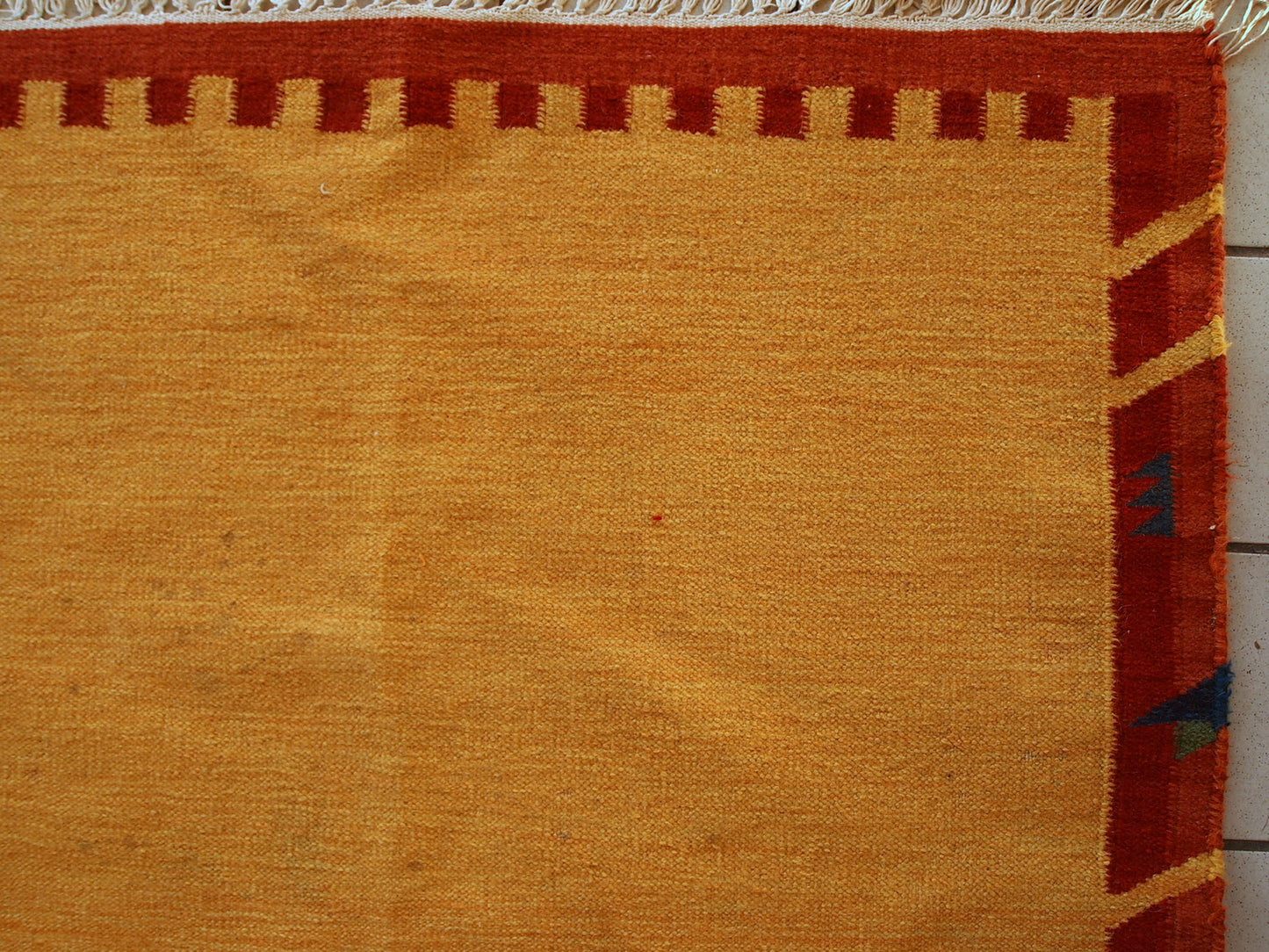 Handmade vintage Persian Gabbeh kilim 6.4' x 8.2' (196cm x 250cm) 1970s - 1C582
