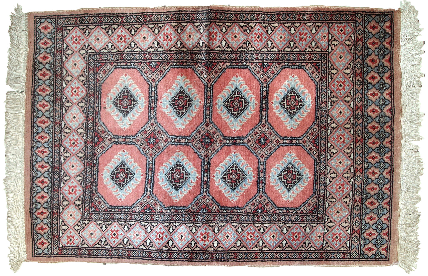 Handmade vintage Uzbek Bukhara rug, 1960s