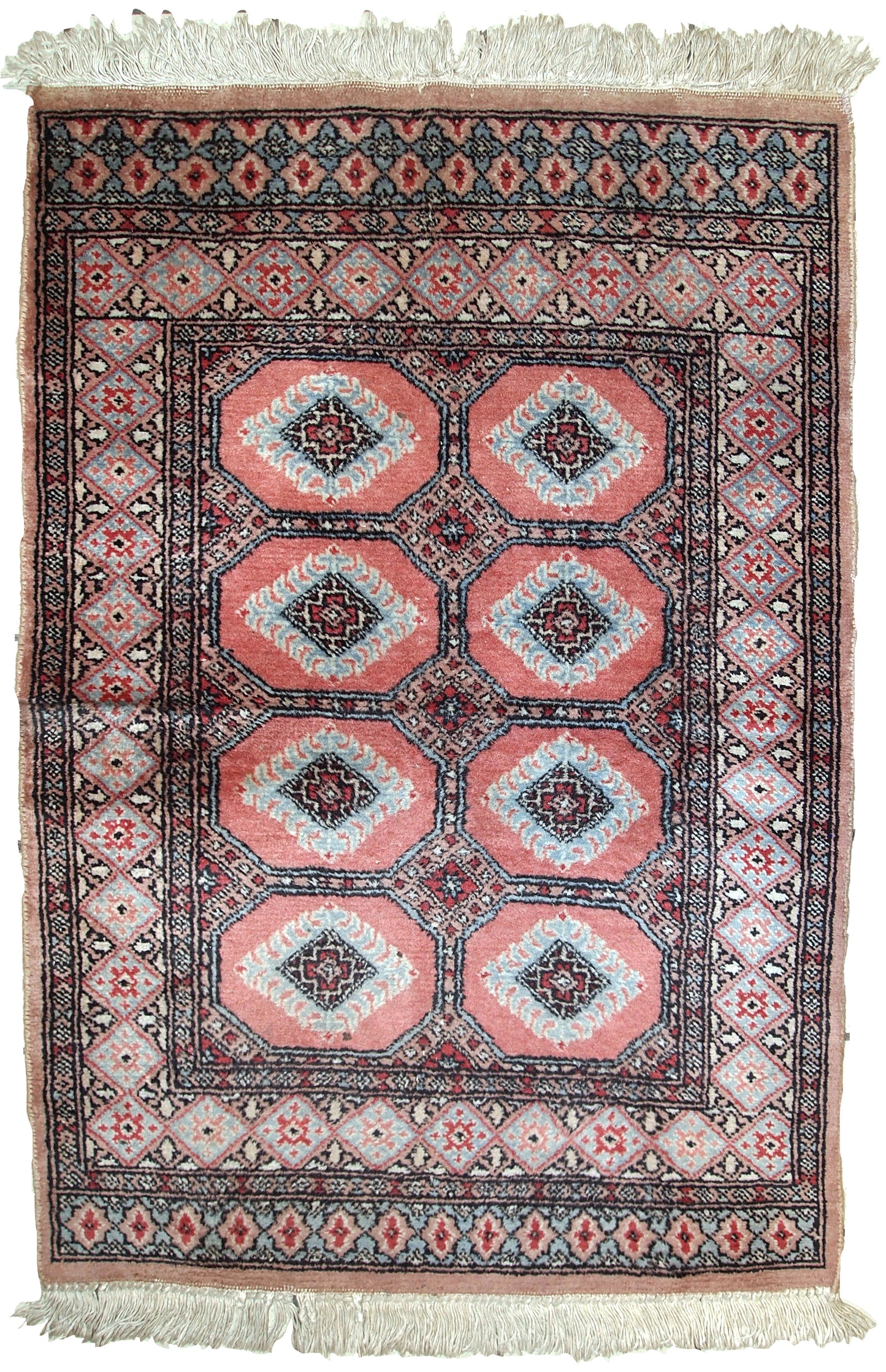 Handmade vintage Uzbek Bukhara rug, 1960s
