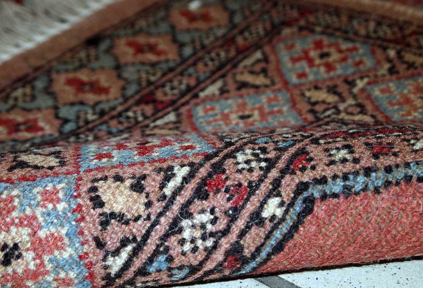 Handmade vintage Uzbek Bukhara rug, 1960s
