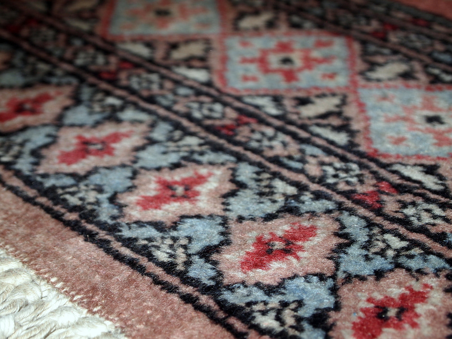 Handmade vintage Uzbek Bukhara rug, 1960s