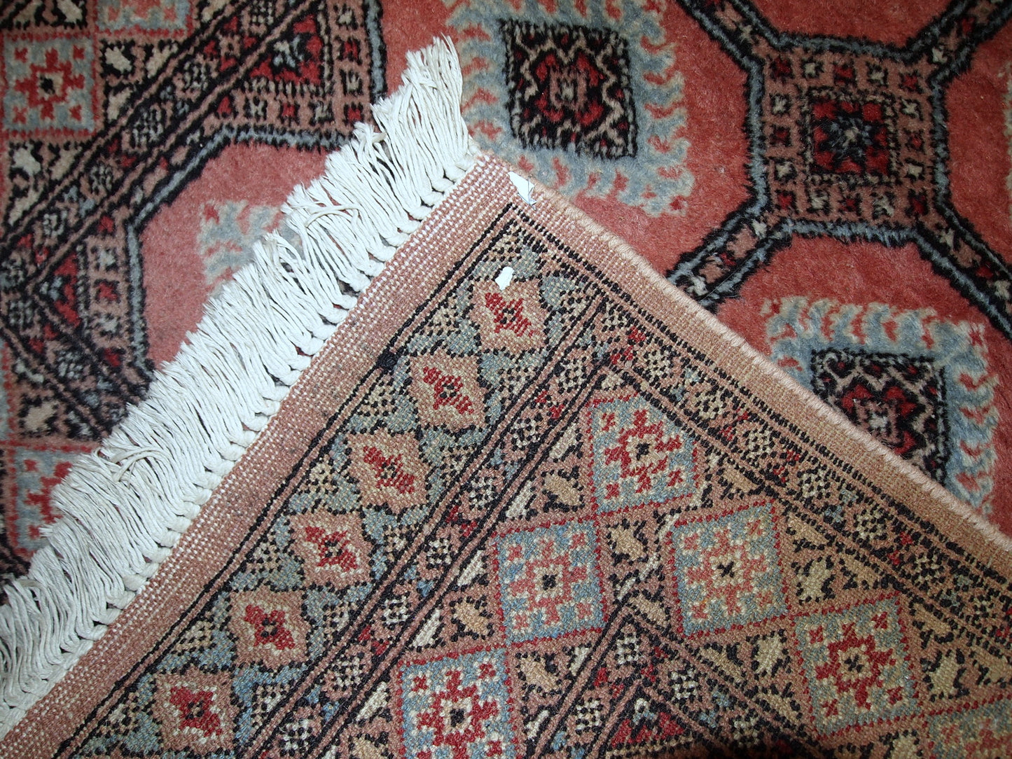 Handmade vintage Uzbek Bukhara rug, 1960s