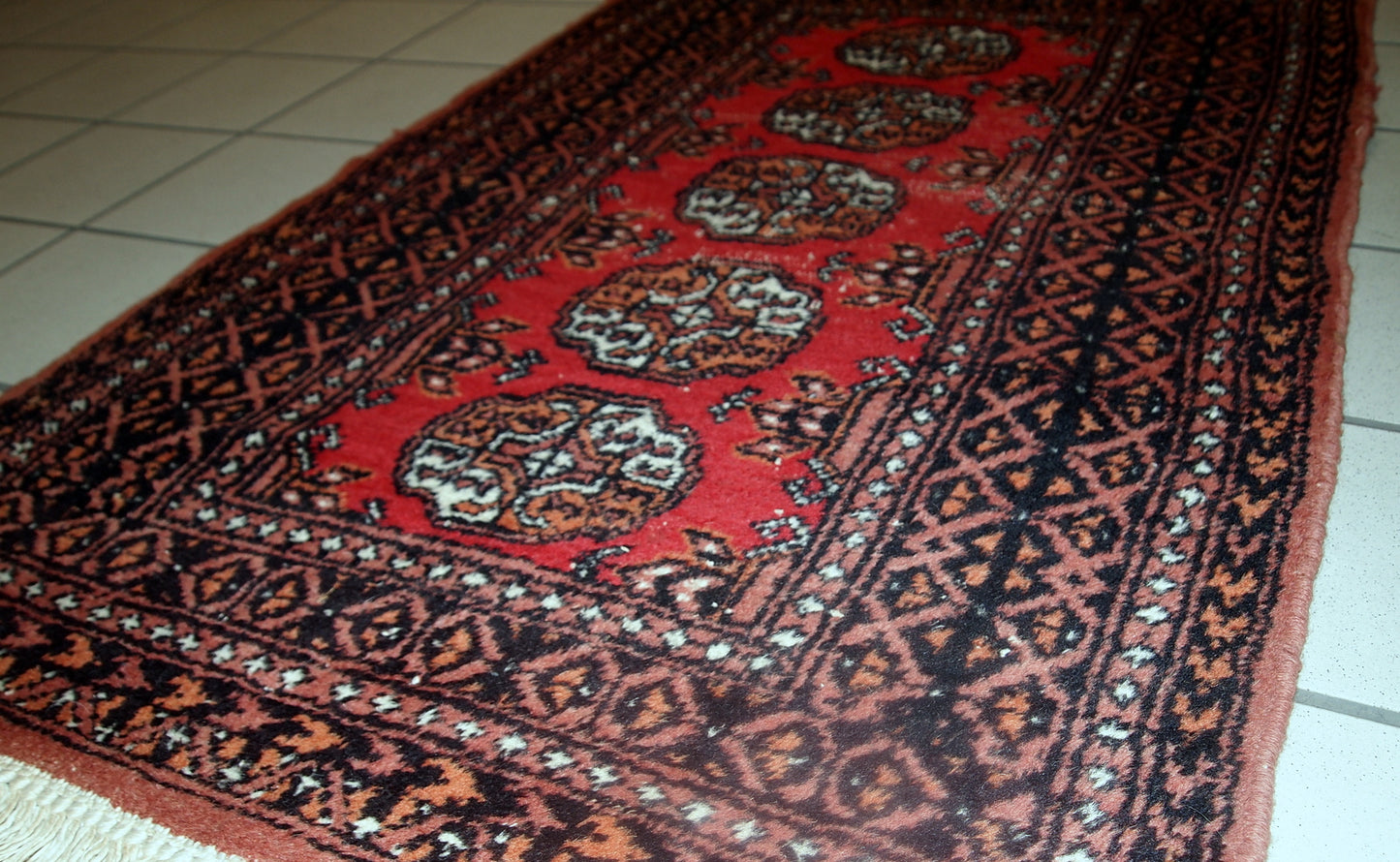 Handmade vintage Pakistani Lahore distressed rug, 1960s