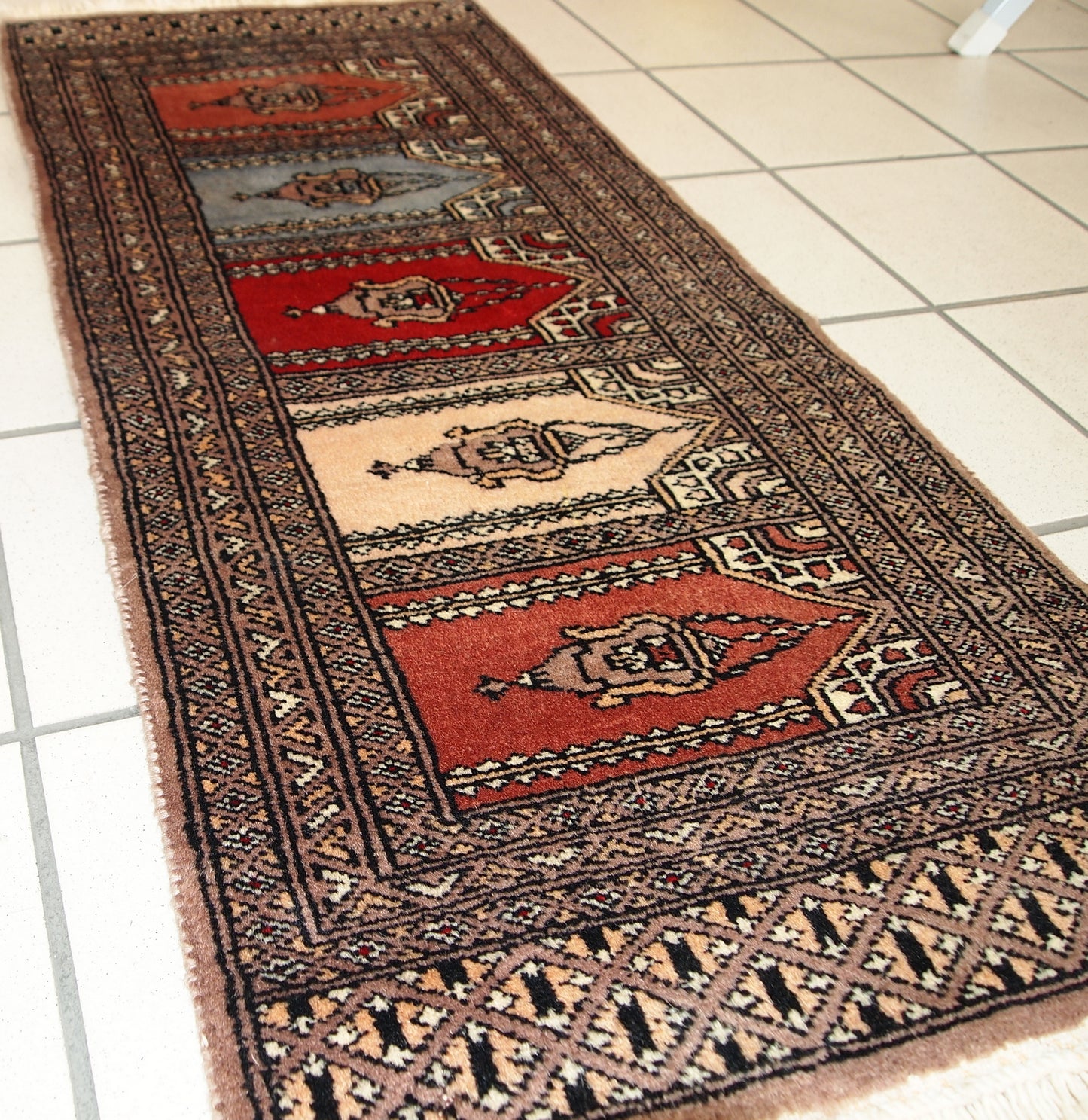 Handmade vintage Uzbek Bukhara prayer rug, 1970s