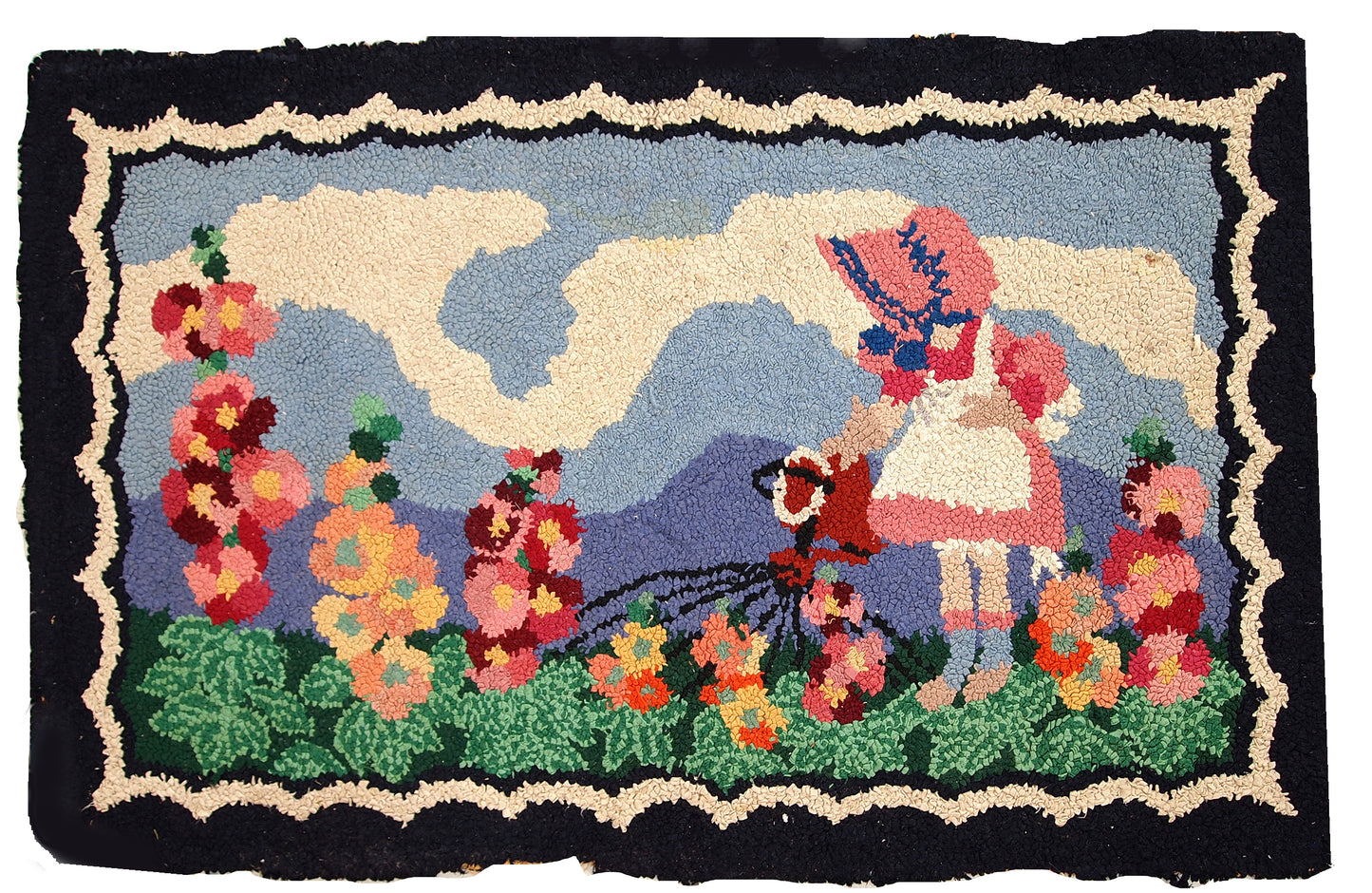 Handmade antique American Hooked rug, 1920s