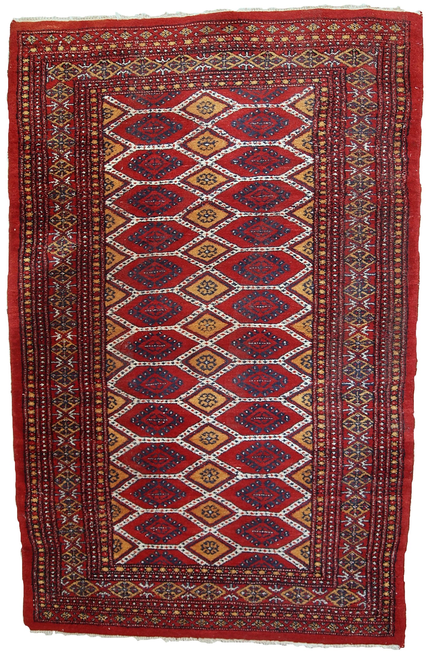 Handmade vintage Uzbek Bukhara rug, 1960s