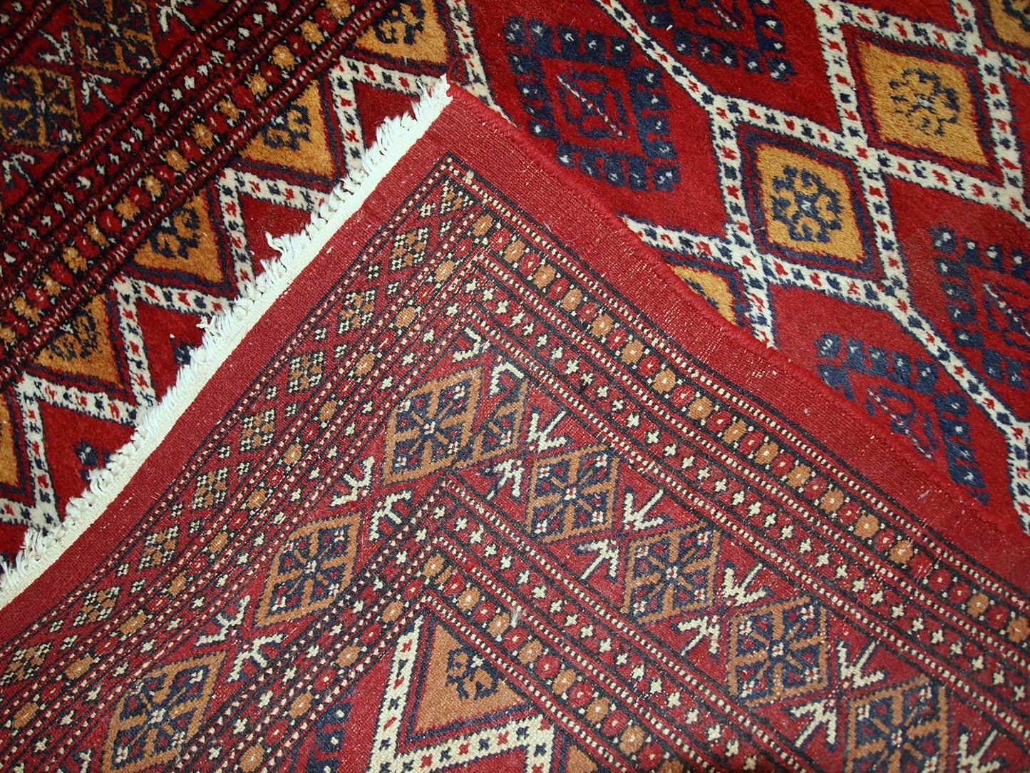 Handmade vintage Uzbek Bukhara rug, 1960s