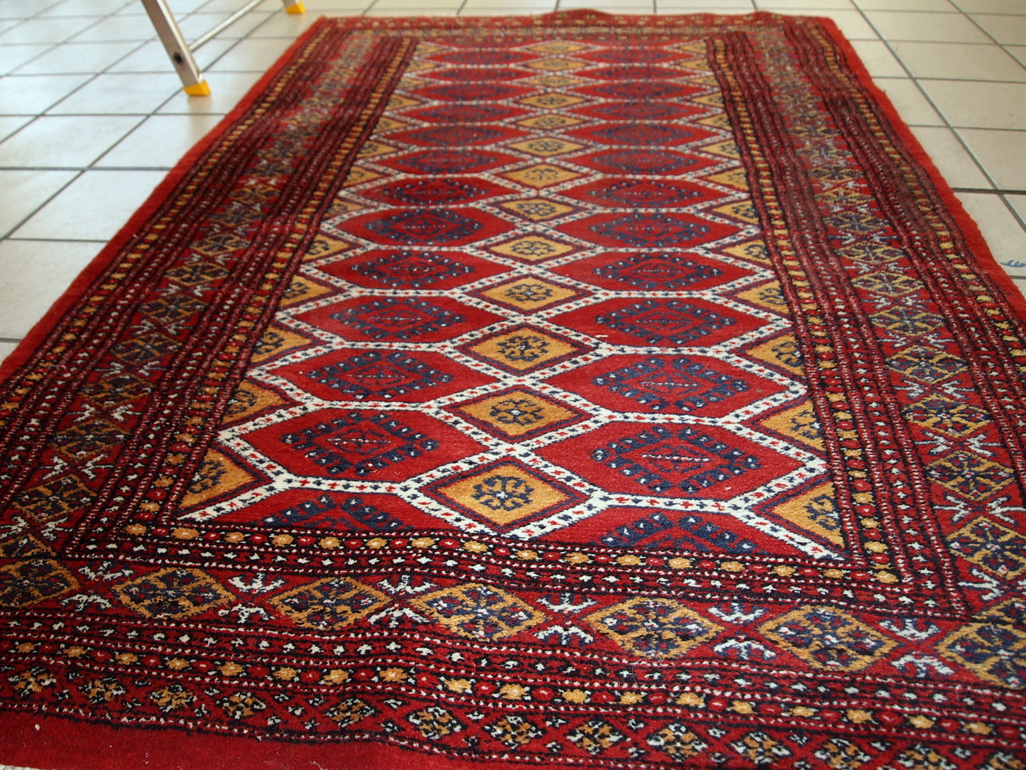 Handmade vintage Uzbek Bukhara rug, 1960s
