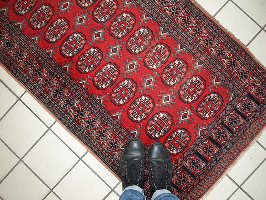 Handmade vintage Uzbek Bukhara runner 1960s