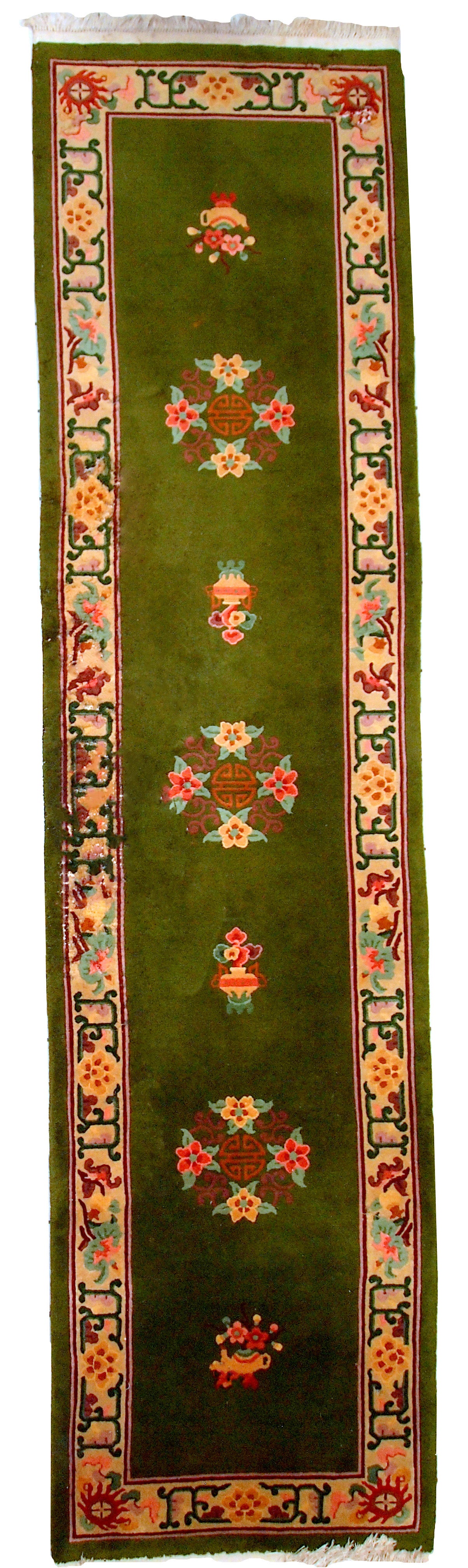 Handmade vintage Art Deco Chinese runner 1970s