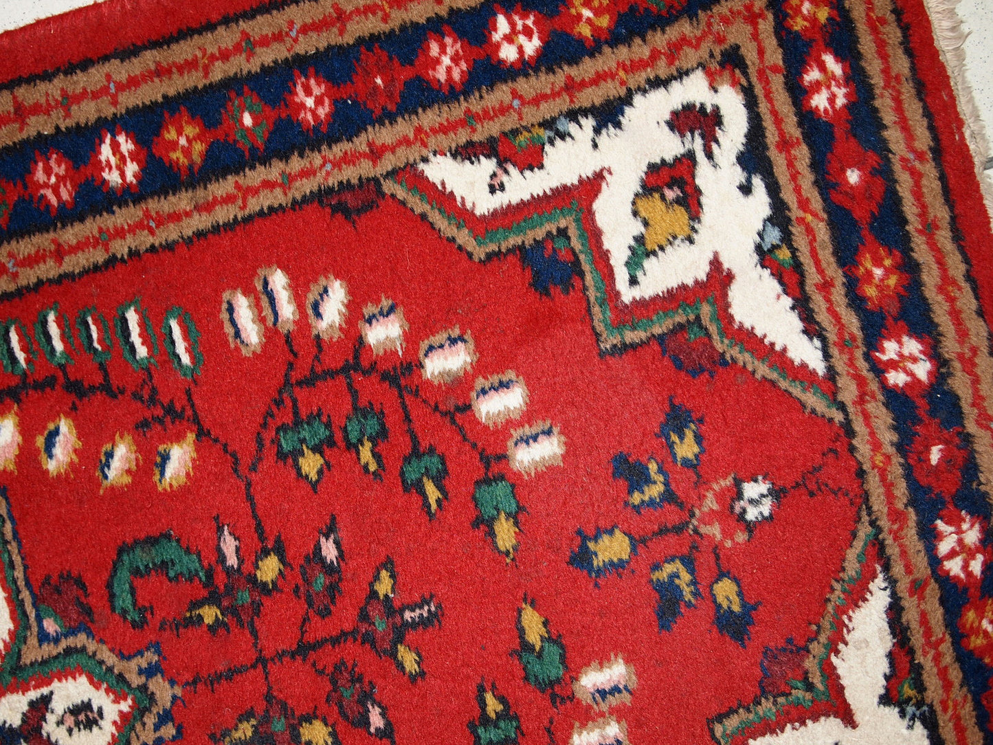 Handmade vintage Persian Hamadan rug 1970s