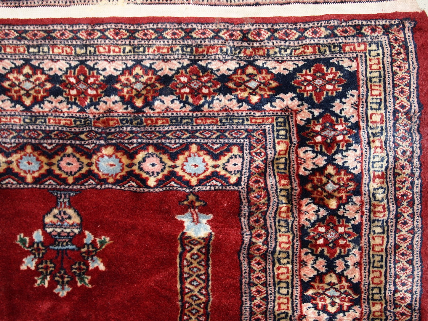 Tapis de prière pakistanais vintage fait main de Lahore 94cm x 178cm (3' x 5.8') années 1960 - 1C806