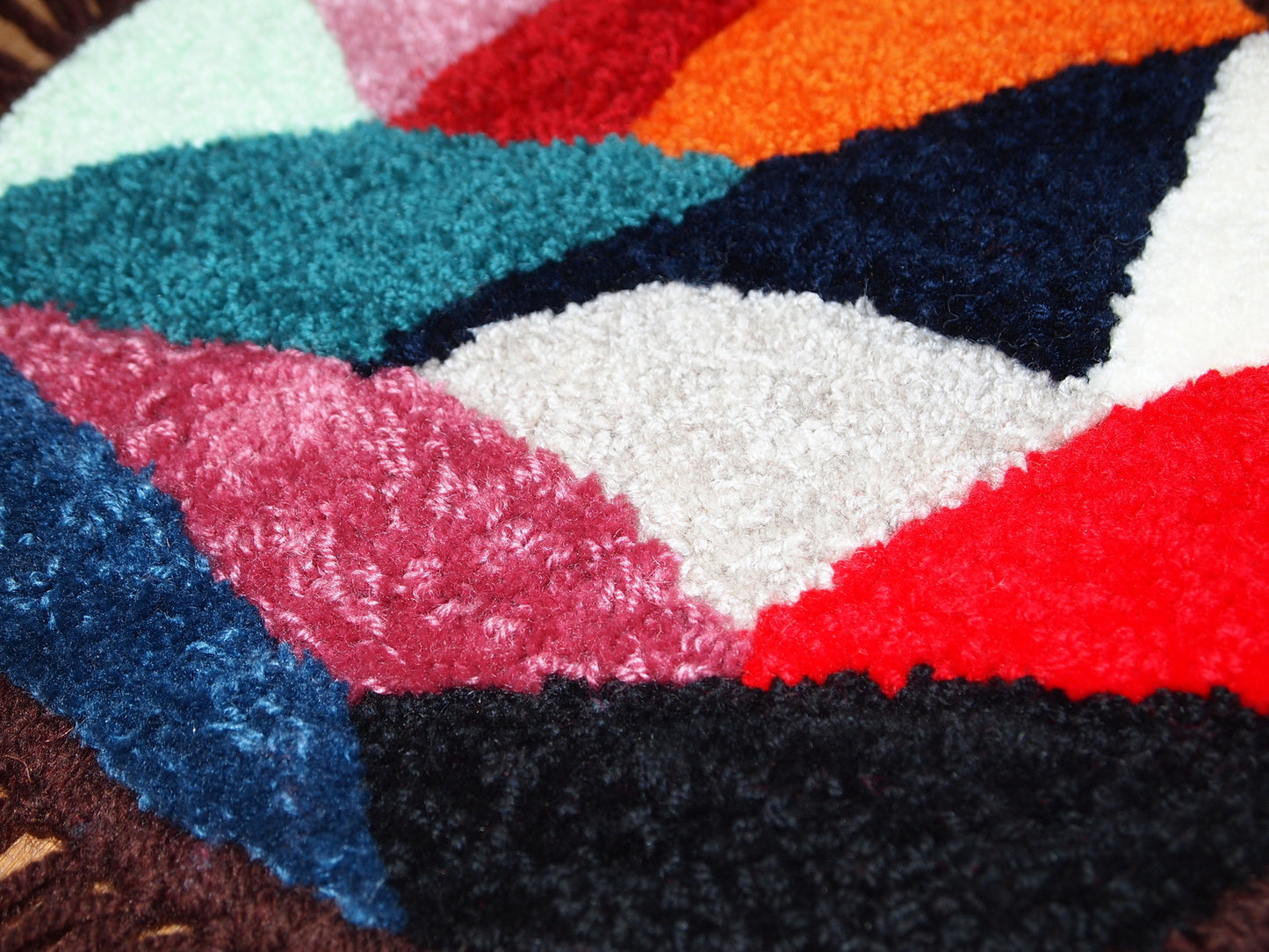 Handmade contemporary French Aubusson seat cover made by One Royal Art, collection 2021. The rug is new, made in France.