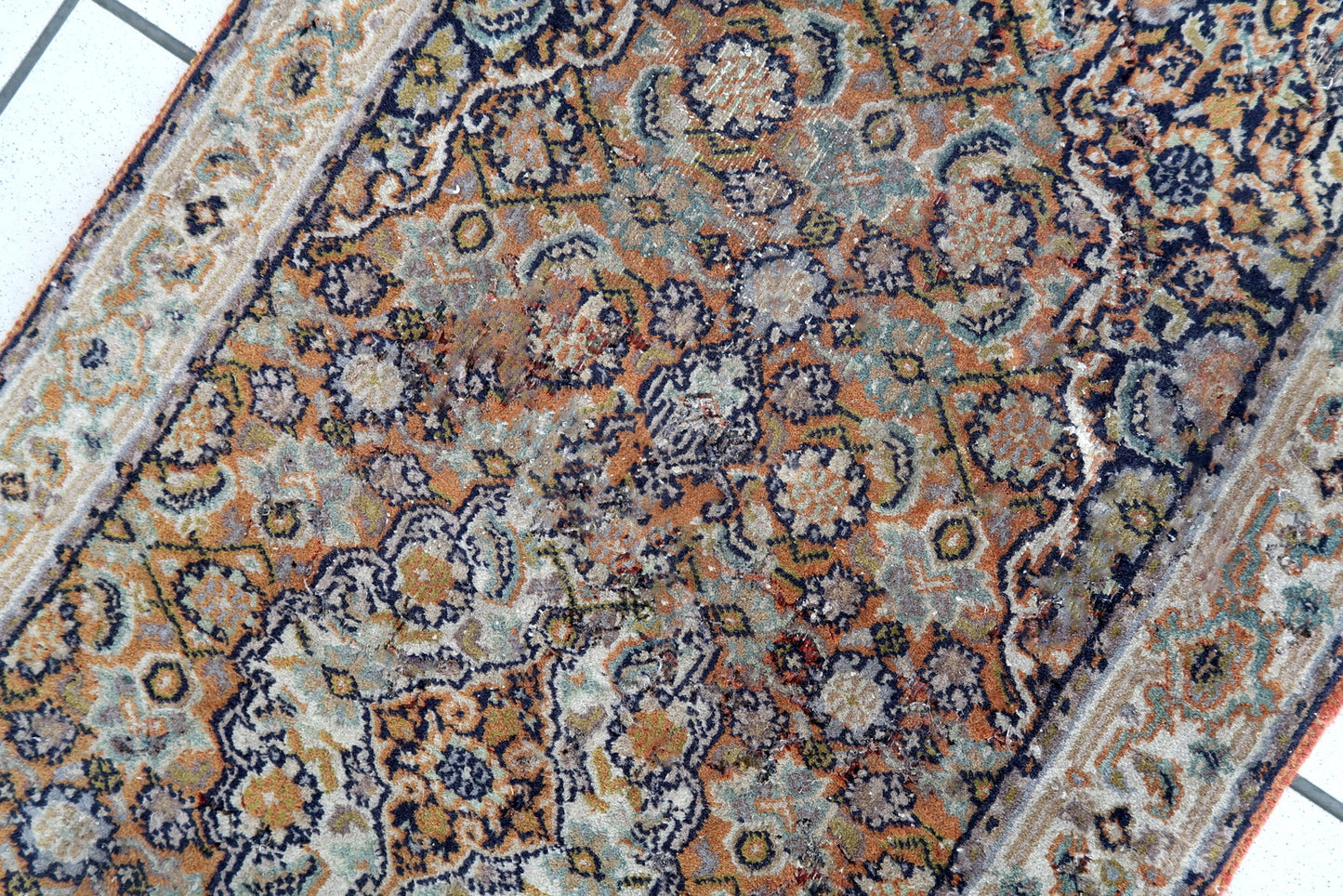 Handmade vintage Indo-Tabriz runner 1970s