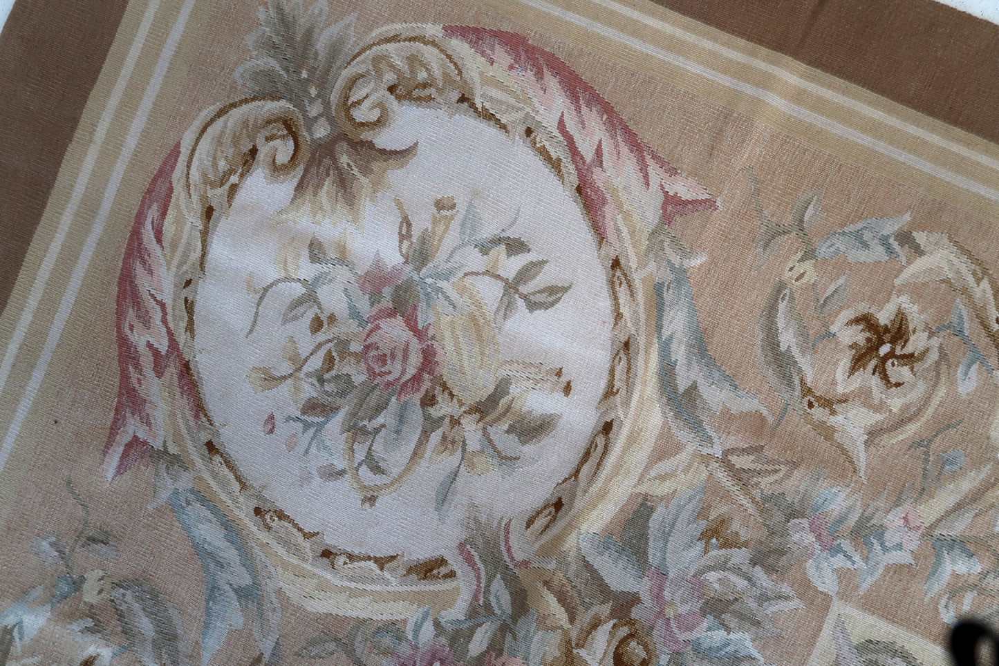 Handmade vintage French Aubusson rug 1970s