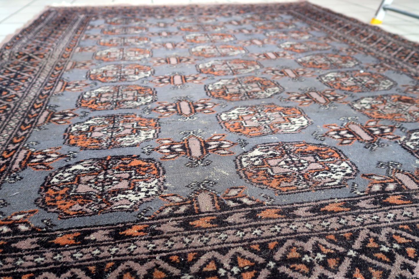 Tapis boukhara ouzbek vintage fait main 127cm x 190cm (4.1' x 6.2') années 1960 - 1C868