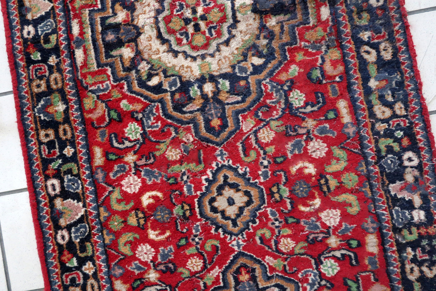 Handmade vintage Persian Malayer runner 1950s