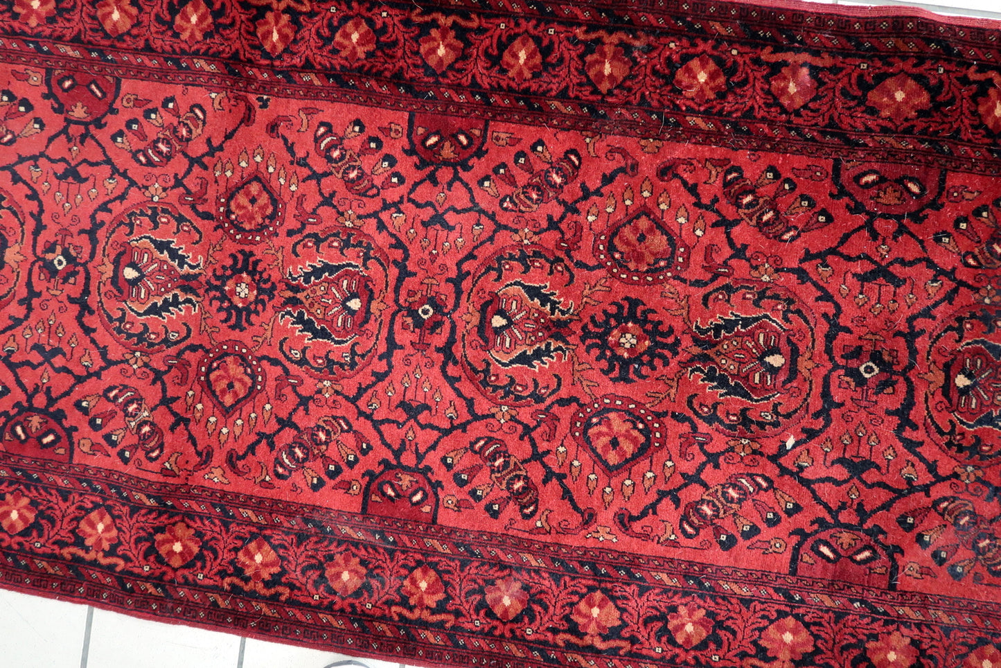 Handmade vintage Afghan Ersari runner 1970s