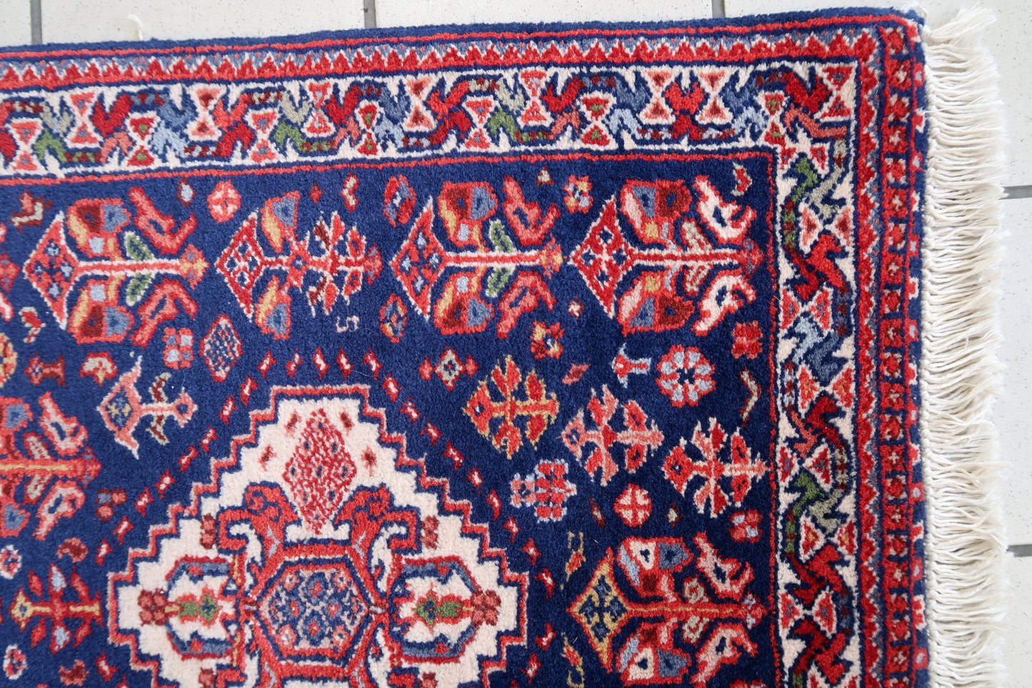 Handmade vintage Indian Tabriz runner 1970s