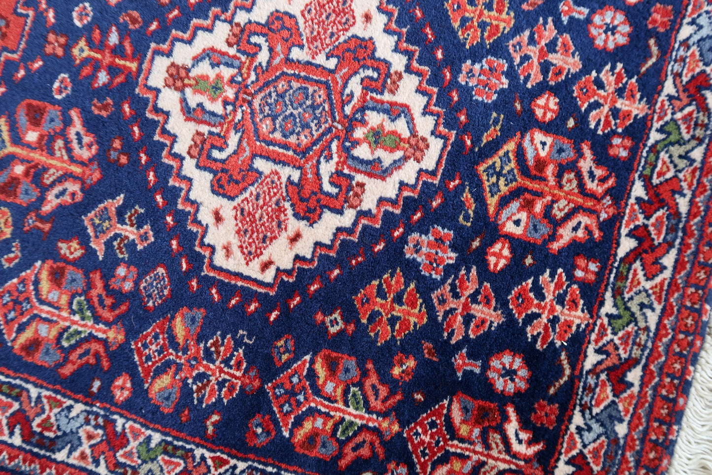 Handmade vintage Indian Tabriz runner 1970s