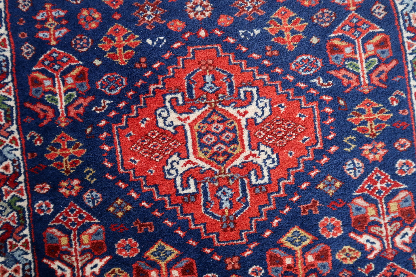 Handmade vintage Indian Tabriz runner 1970s