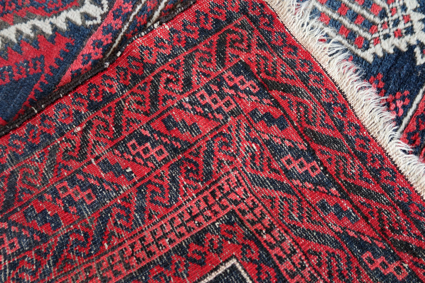 Tapis de prière afghan Baluch vintage fait main 94cm x 152cm (3' x 4.9') années 1940 - 1C929