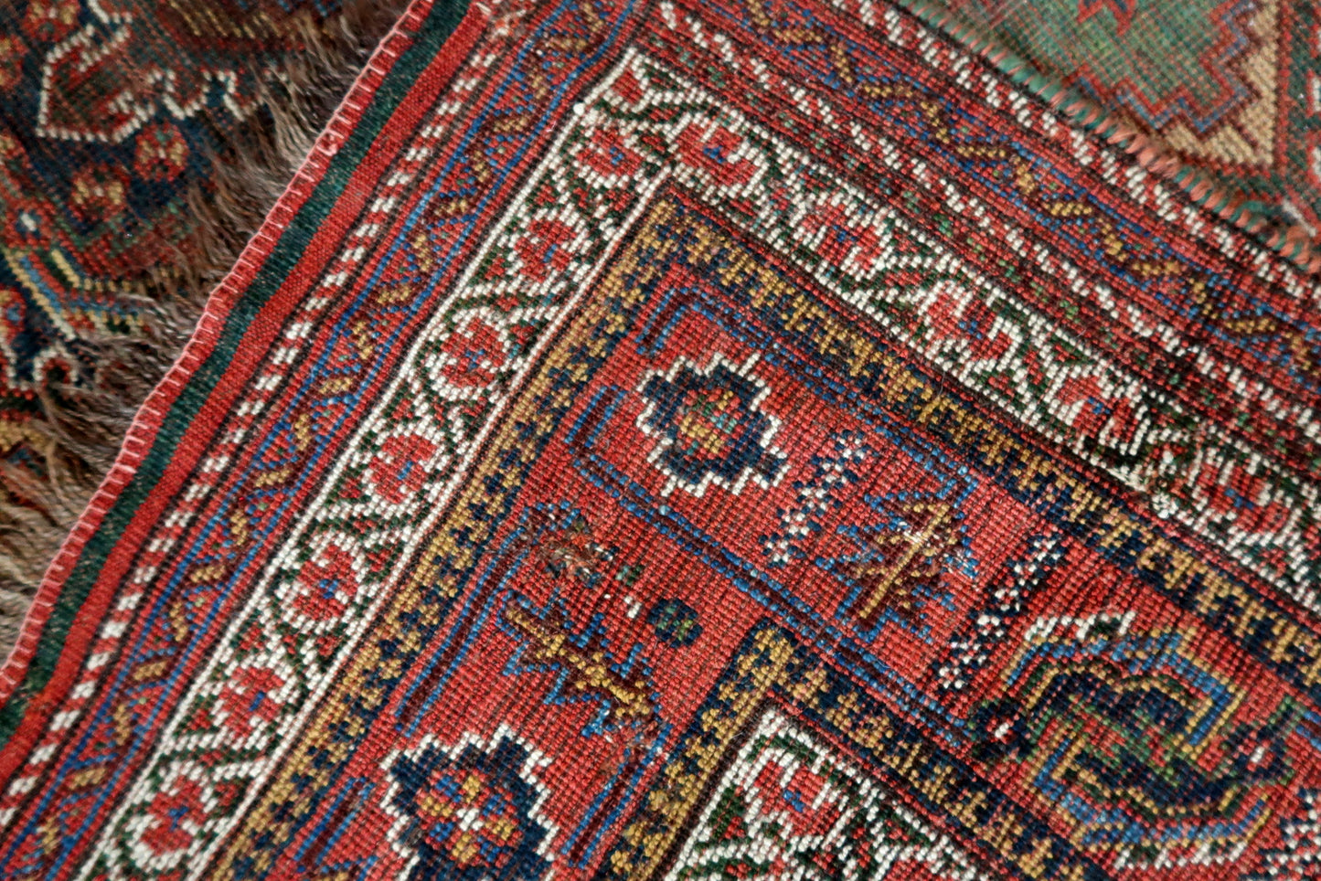 Handmade antique Persian Khamseh distressed rug 6.8' x 16.6' (210cm x 507cm) 1880s - 1C994