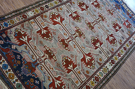 Handmade vintage Caucasian Shirvan rug 1950s