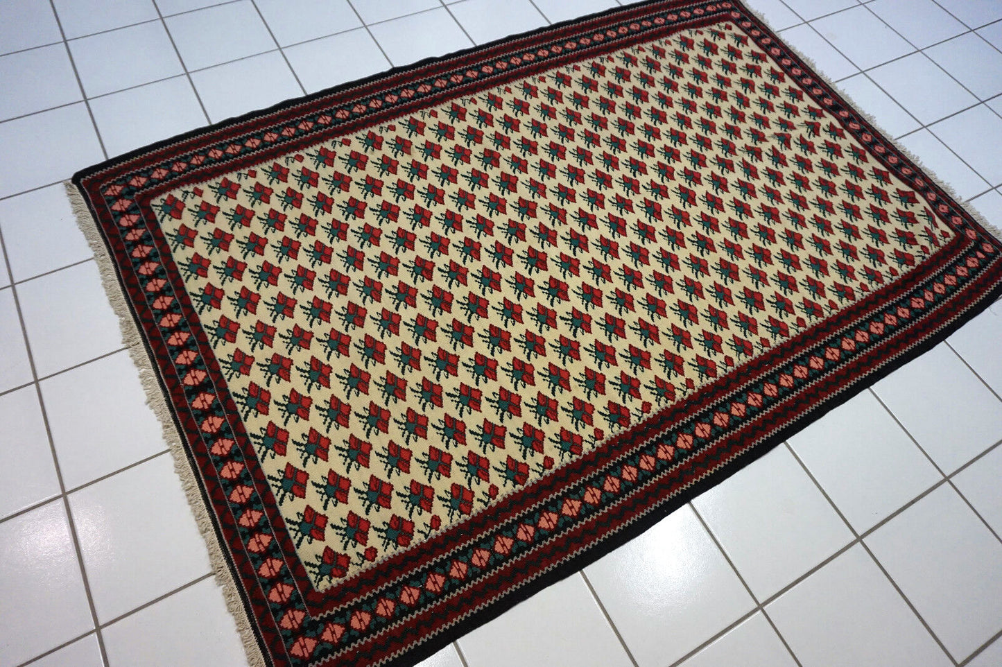 Handmade Persian Ardabil Kilim in Vintage Style