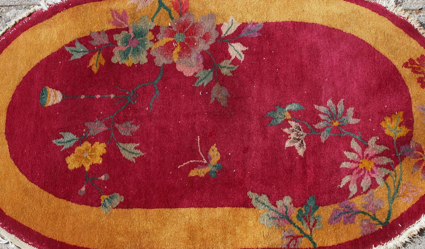 Handmade antique Art Deco Chinese rug 1920s